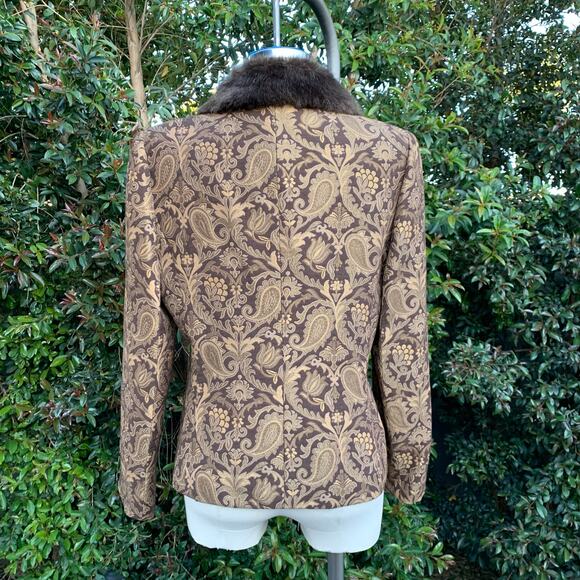 Vintage Designs by Seymour Wool Blend Faux Fur Paisley Tapestry Brown USA Jacket - Picture 3 of 8